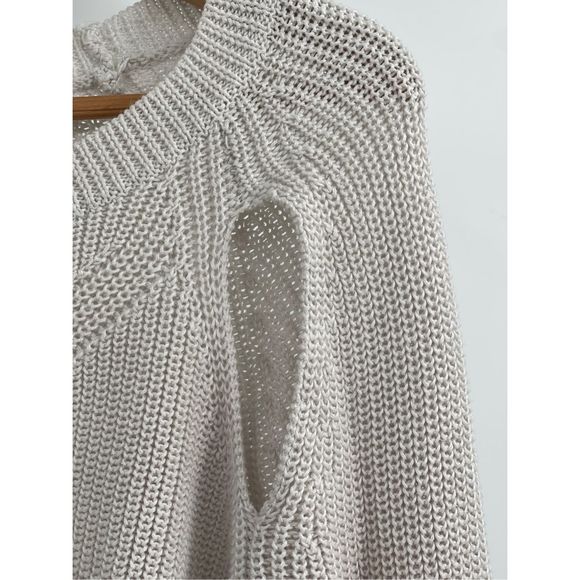Alex + Alex Sweater Women Medium White Light Gray Long Sleeve Should Cut Out - Picture 10 of 12